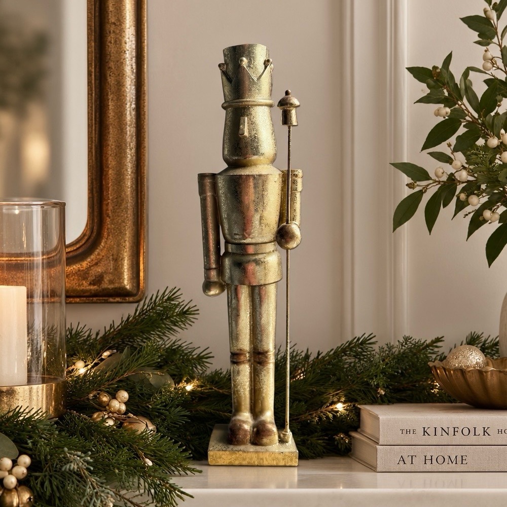 Nutcracker Vintage Style Gold Soldier Holiday Christmas Decor Mantel